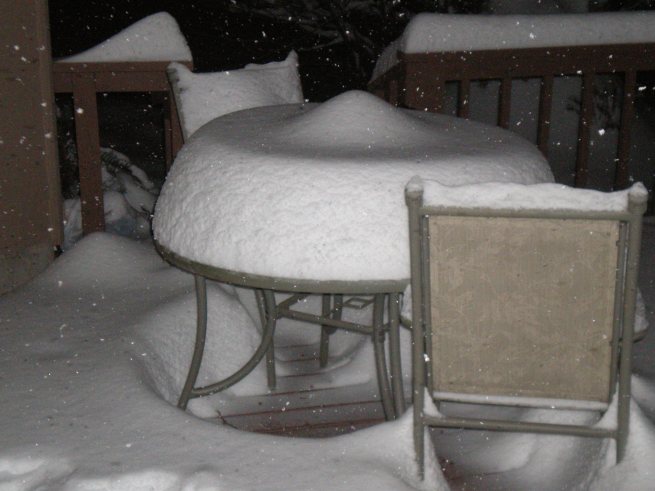 Snow on my deck at 4 am